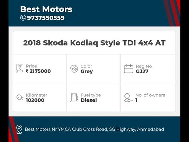 Used Skoda Kodiaq [2017-2020] Style 2.0 TDI 4x4 AT in Ahmedabad