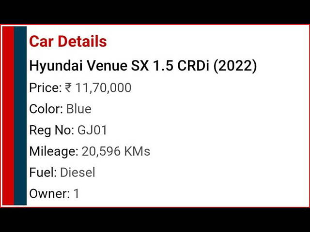 Used Hyundai Venue [2019-2022] SX 1.5 CRDi in Ahmedabad