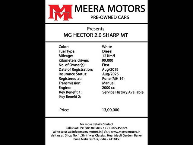 Used MG Hector [2021-2023] Sharp 2.0 Diesel Turbo MT in Pune