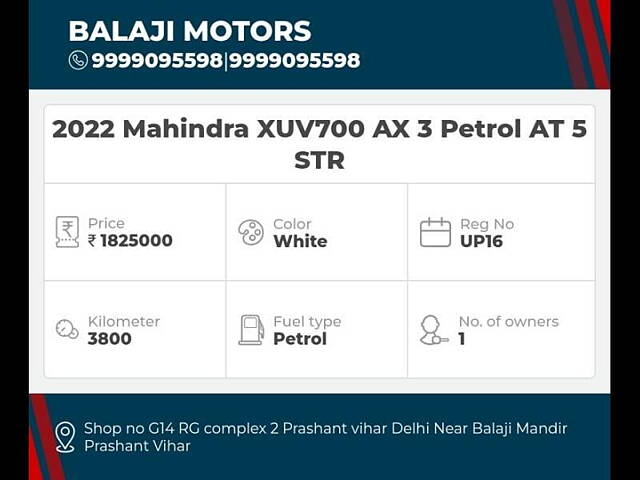 Used Mahindra XUV700 AX 3 Petrol AT 5 STR [2021] in Delhi