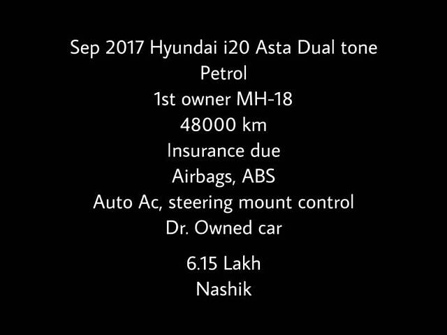 Used Hyundai Elite i20 [2017-2018] Asta 1.2 in Nashik