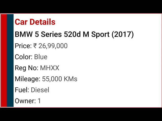 Used BMW 5 Series [2013-2017] 520d M Sport in Mumbai