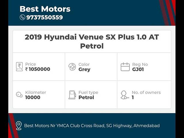 Used Hyundai Venue [2019-2022] SX Plus 1.0 AT Petrol [2019-2020] in Ahmedabad