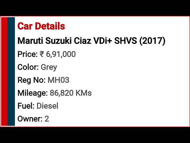 Used Maruti Suzuki Ciaz [2014-2017] VDi+ SHVS in Nashik