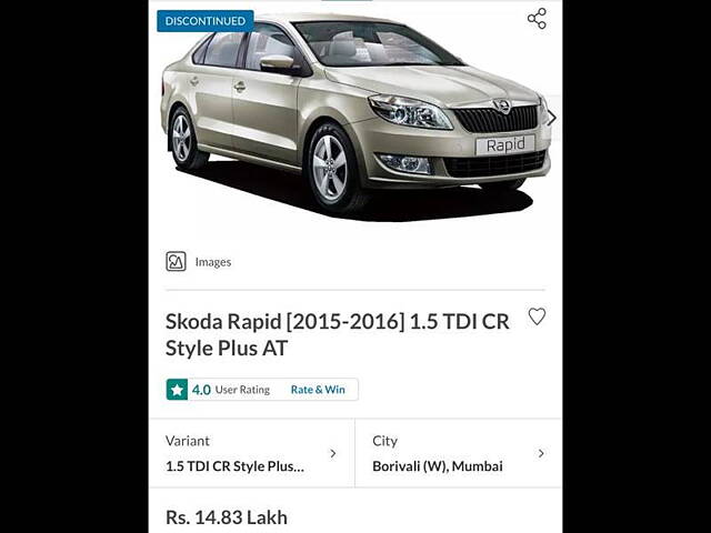 Used Skoda Rapid [2015-2016] 1.5 TDI CR Style Plus AT in Mumbai