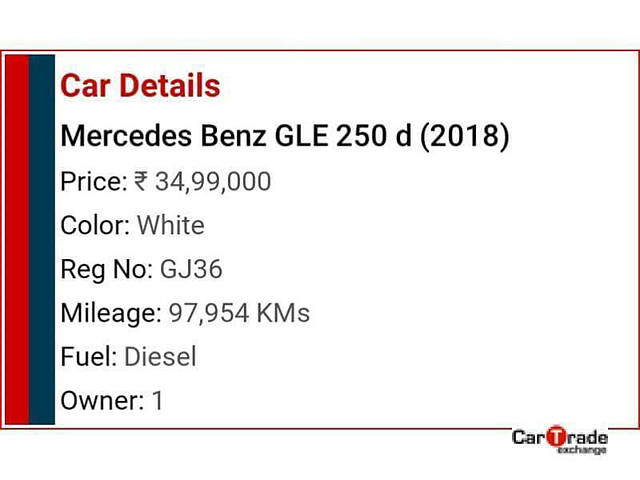 Used Mercedes-Benz GLE [2015-2020] 250 d in Ahmedabad