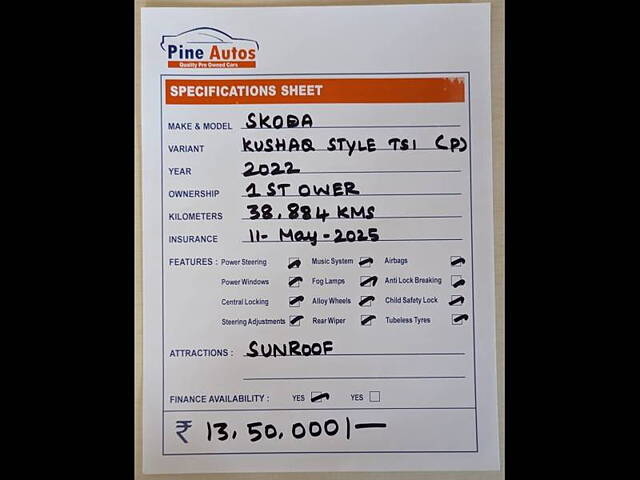 Used Skoda Kushaq [2021-2023] Style 1.0L TSI MT in Chennai