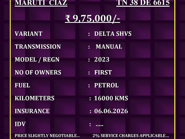 Used Maruti Suzuki Ciaz Delta 1.5 in Coimbatore