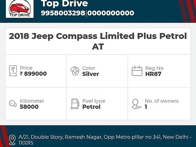Used Jeep Compass [2017-2021] Limited Plus Petrol AT [2018-2020] in Delhi