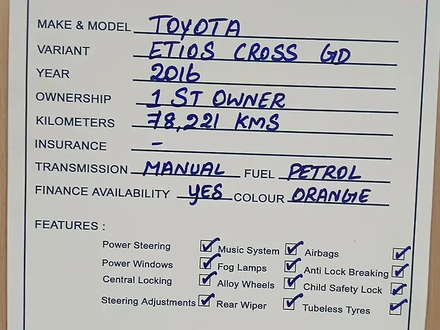 Used Toyota Etios Cross 1.2 G in Chennai