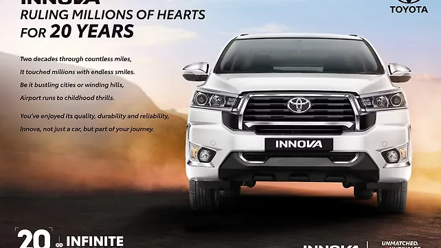 Toyota Innova Completes 20 Years in India with Over 12 Lakh Units Sold Toyota Innova Completes 20 Years in India with Over 12 Lakh Units Sold