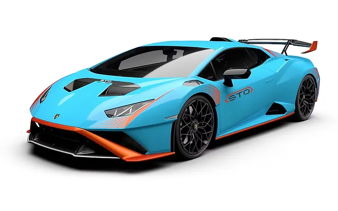 Lamborghini Huracan STO Blu Laufey arancio Xanto Contrast